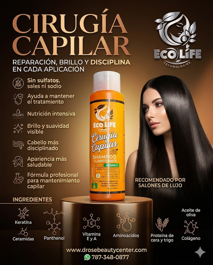 ECOLIFE TECHNOLOGIES Cirugía Capilar Shampoo Clarificante 16 oz