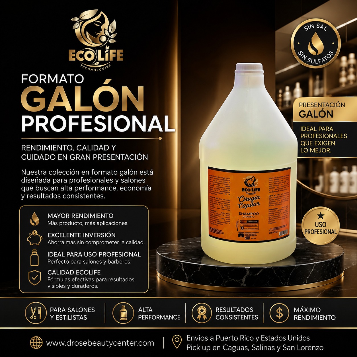 ECOLIFE TECHNOLOGIES Cirugía Capilar Shampoo Galón