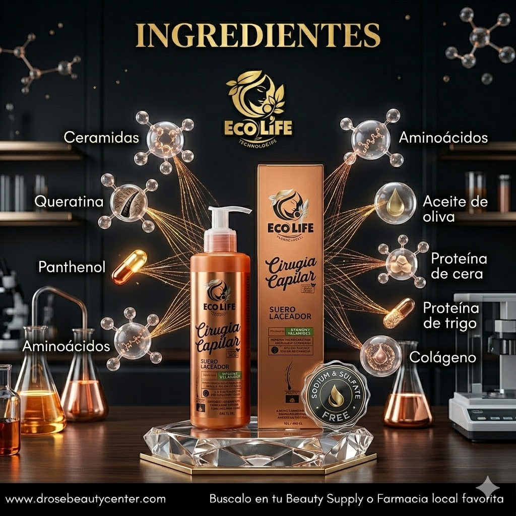 ECOLIFE TECHNOLOGIES Cirugía Capilar Suero Laceador 8 oz