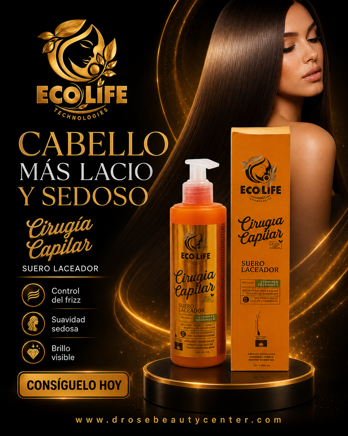 ECOLIFE TECHNOLOGIES Cirugía Capilar Suero Laceador 8 oz