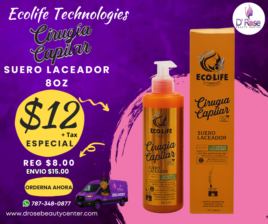 🧡 ECOLIFE TECHNOLOGIES – CIRUGÍA CAPILAR SUERO LACEADOR 8oz