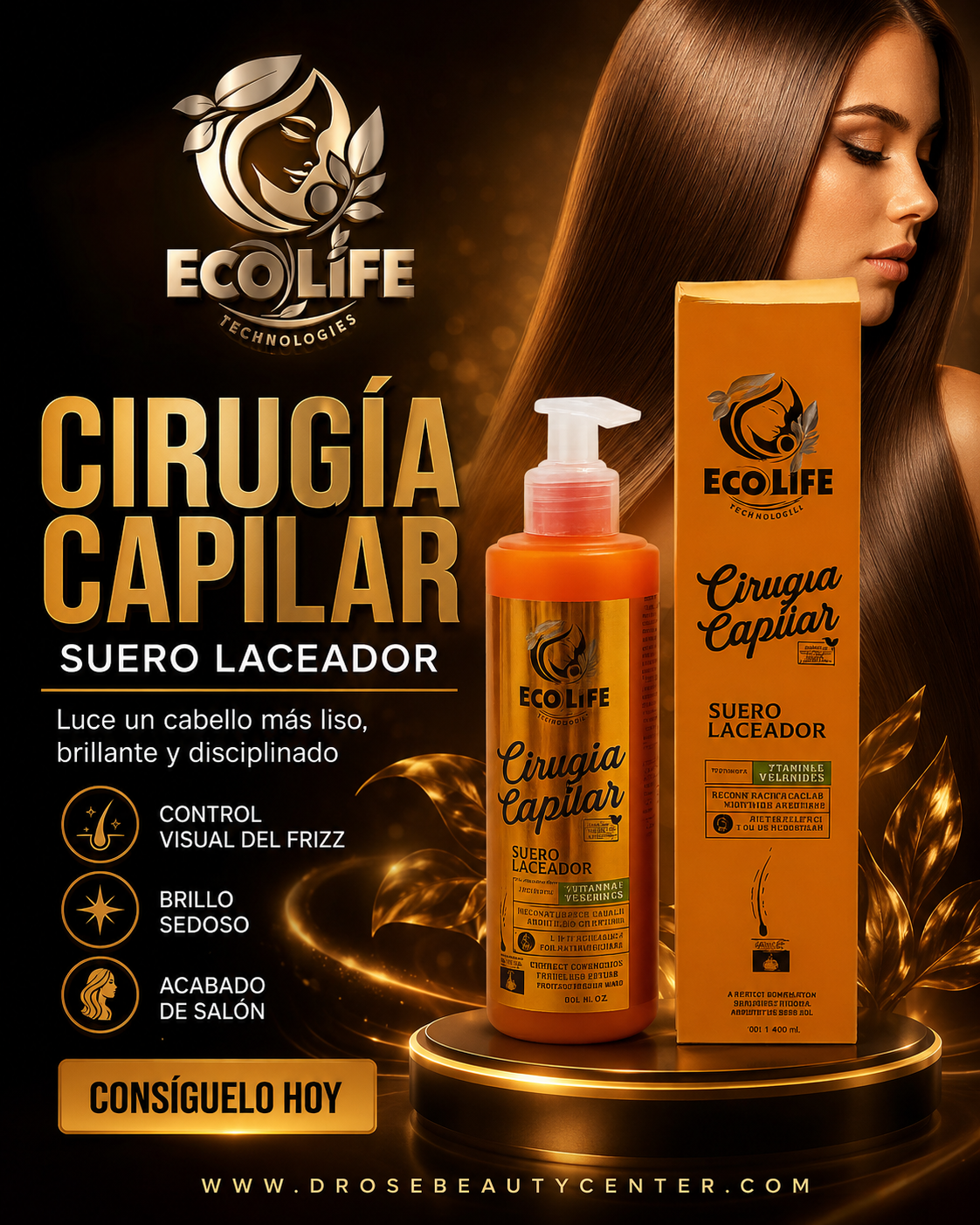 ECOLIFE TECHNOLOGIES Cirugía Capilar Suero Laceador 8 oz