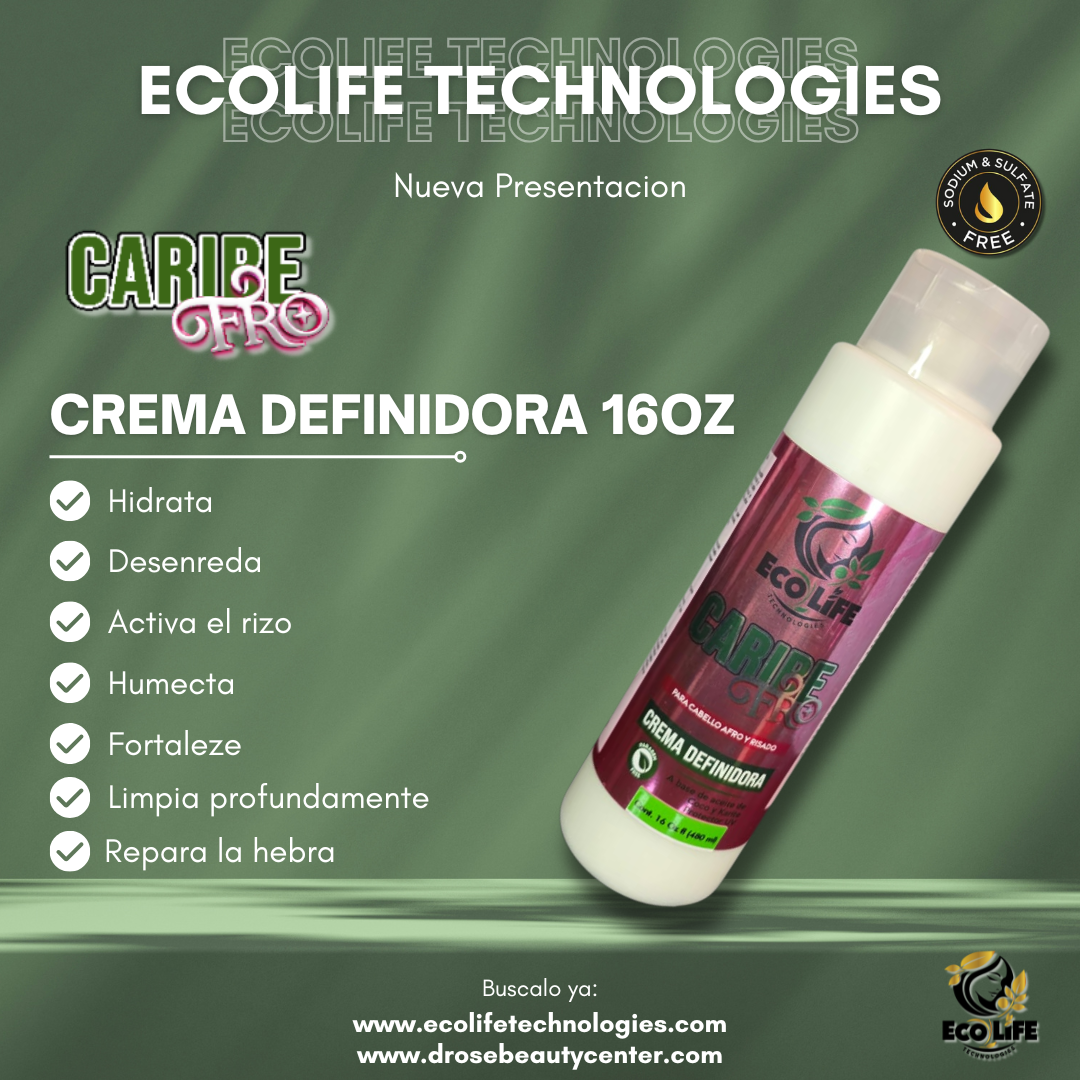 ✨ ECOLIFE TECHNOLOGIES – CARIBE FRO CREMA DEFINIDORA 16oz (ETCFCD16)