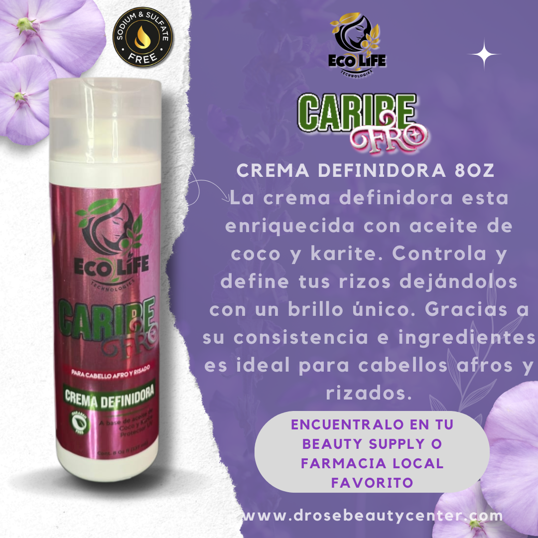 🌴 ECOLIFE TECHNOLOGIES – CARIBE FRO CREMA DEFINIDORA DE RIZOS 8oz (ETCFCD8)