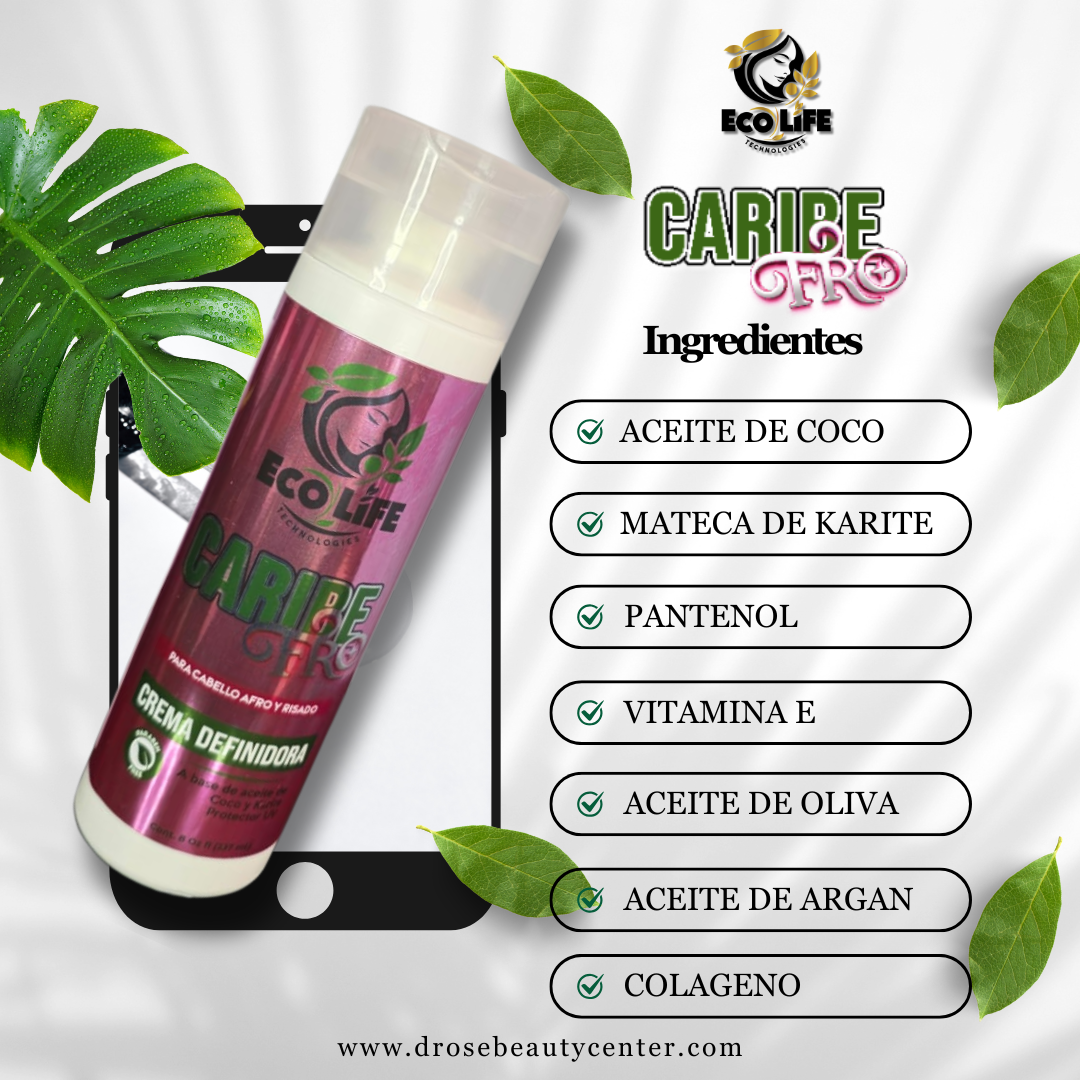 🌴 ECOLIFE TECHNOLOGIES – CARIBE FRO CREMA DEFINIDORA DE RIZOS 8oz (ETCFCD8)