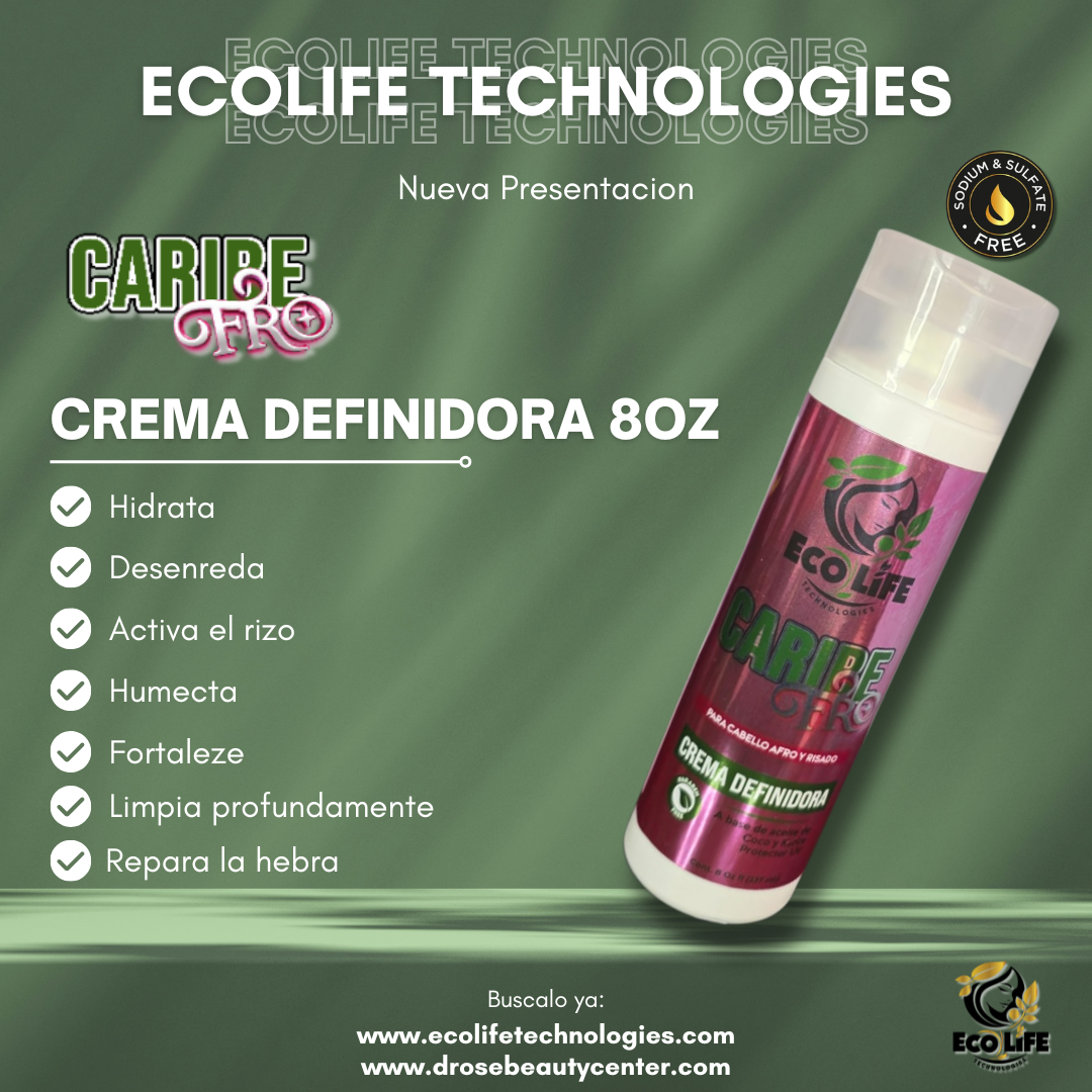 🌴 ECOLIFE TECHNOLOGIES – CARIBE FRO CREMA DEFINIDORA DE RIZOS 8oz (ETCFCD8)