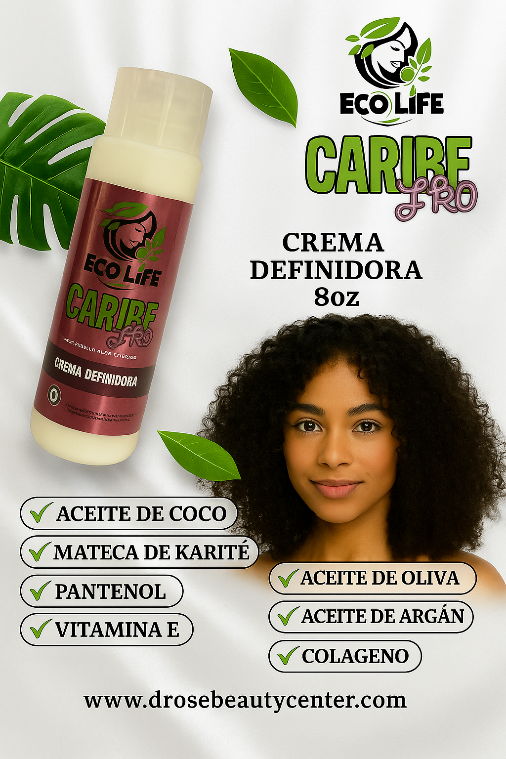 🌴 ECOLIFE TECHNOLOGIES – CARIBE FRO CREMA DEFINIDORA DE RIZOS 8oz (ETCFCD8)