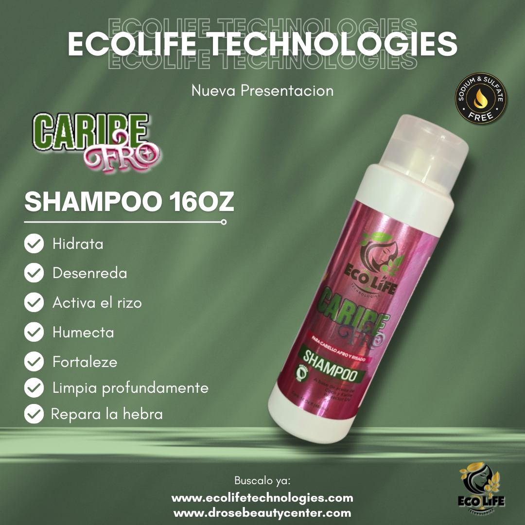 🧴 ECOLIFE TECHNOLOGIES – Caribe Fro Shampoo 16 oz (ETCFSH16)