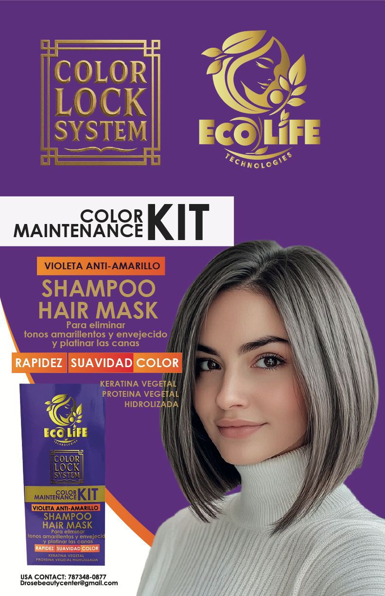 💜 ECOLIFE TECHNOLOGIES – COLOR LOCK SYSTEM SHAMPOO ANTI-AMARILLO 8oz