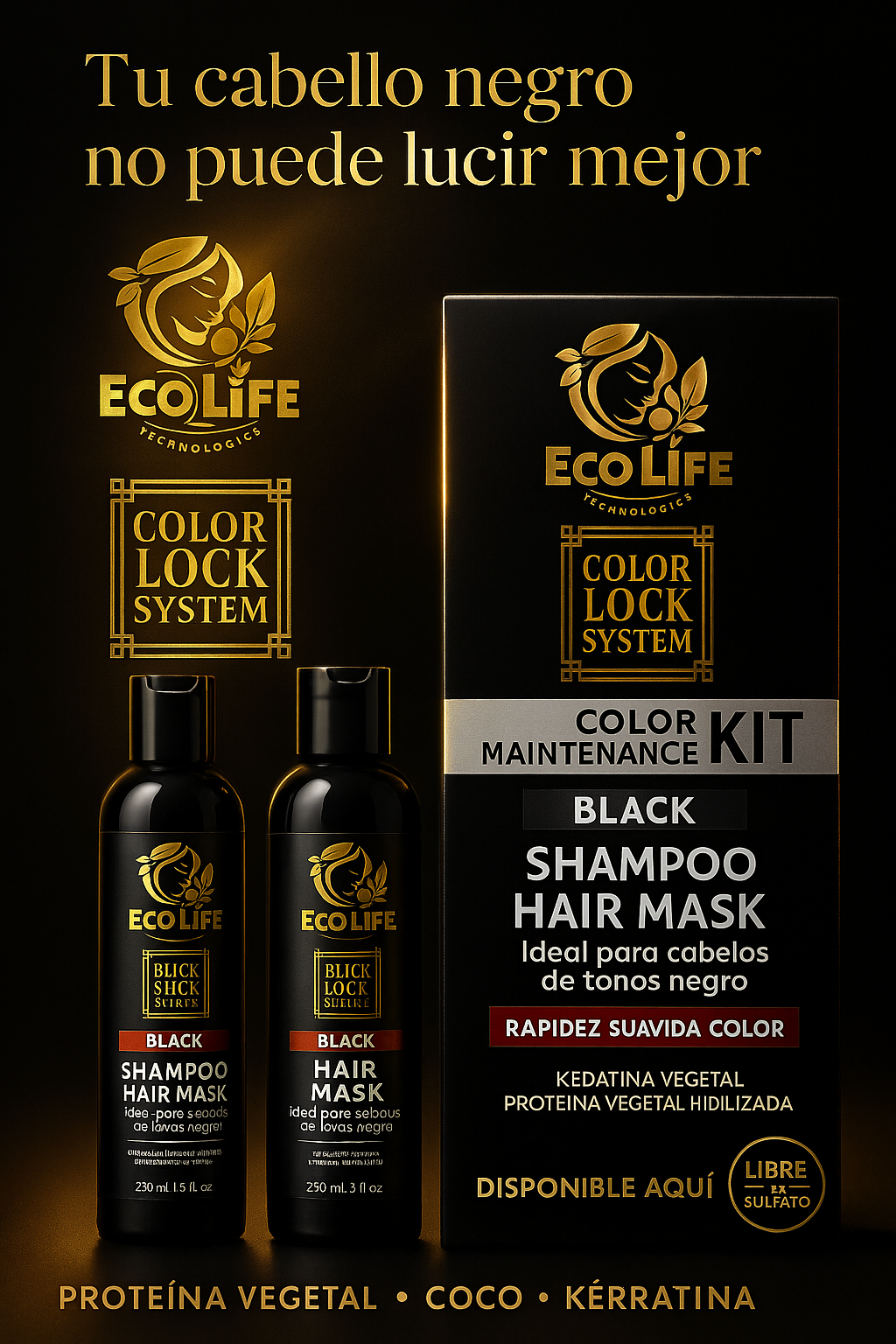 🖤 ECOLIFE TECHNOLOGIES – COLOR LOCK SYSTEM BLACK SHAMPOO 8oz