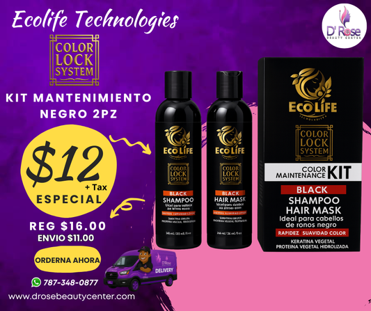 🖤 ECOLIFE TECHNOLOGIES – COLOR LOCK SYSTEM KIT BLACK 2PZ (8oz)