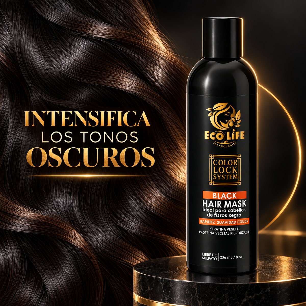 ECOLIFE Color Lock System Black Hair Mask 8 oz