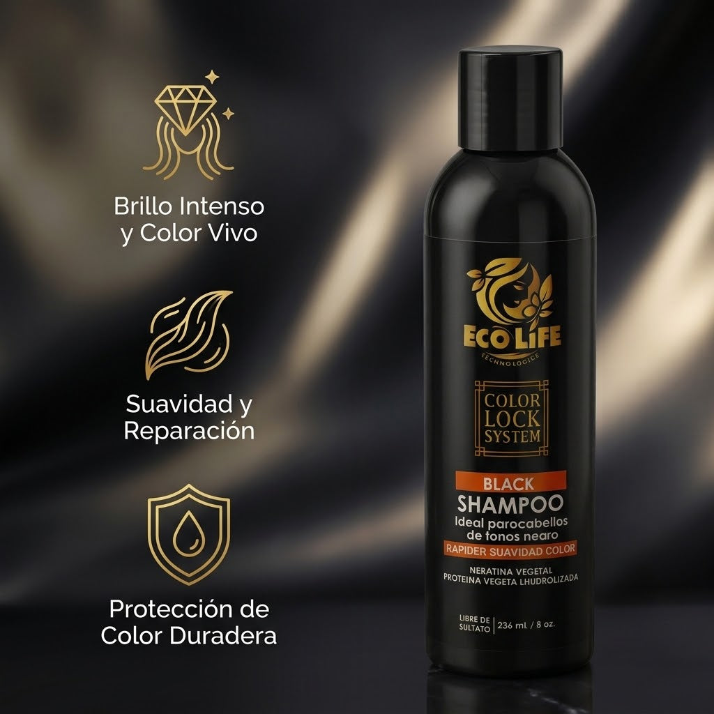 ECOLIFE Color Lock System Black Shampoo 8 oz