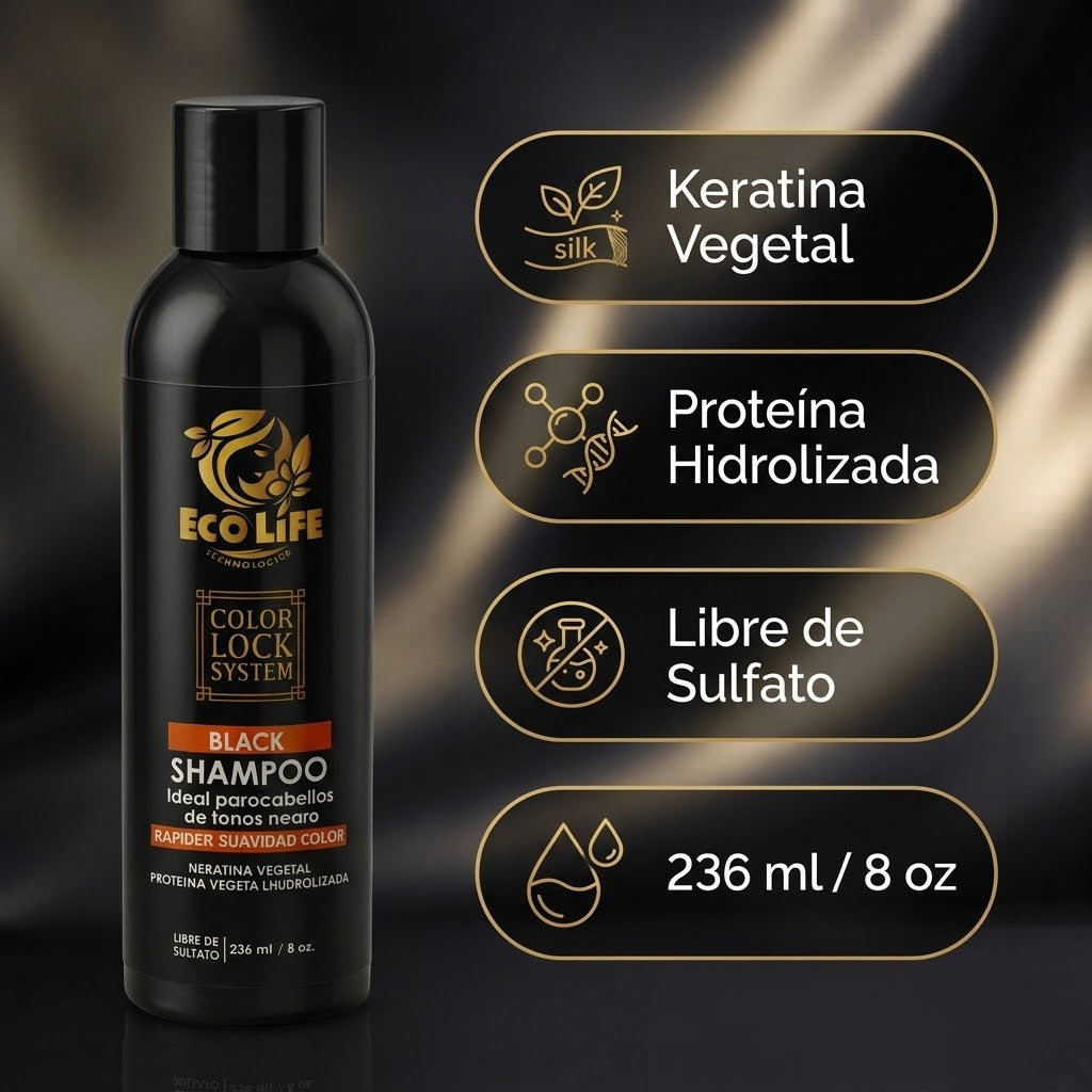 ECOLIFE Color Lock System Black Shampoo 8 oz