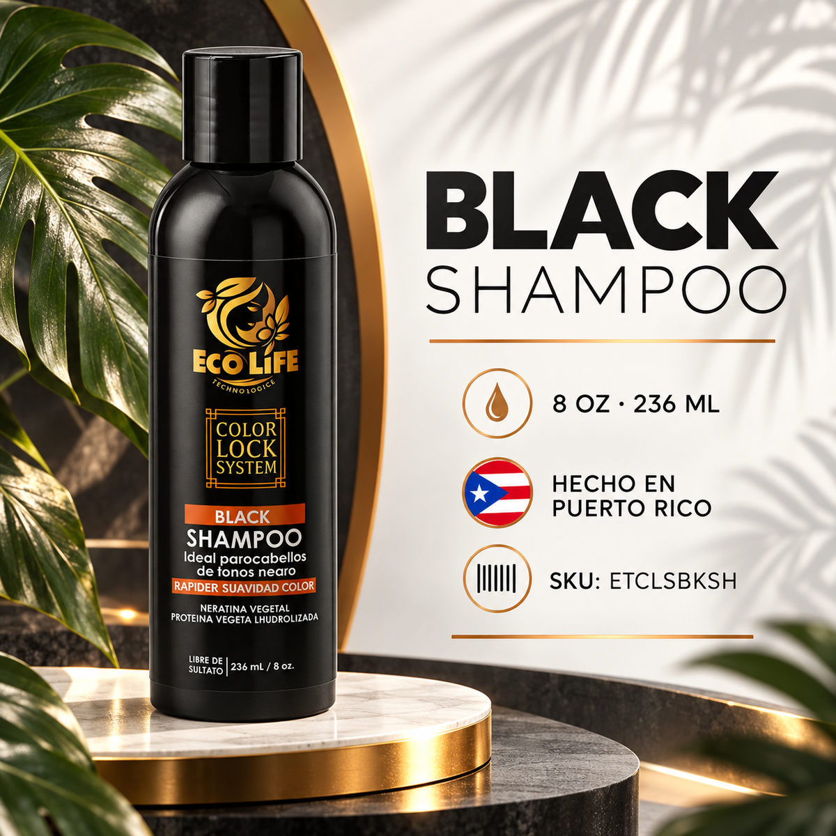 ECOLIFE Color Lock System Black Shampoo 8 oz