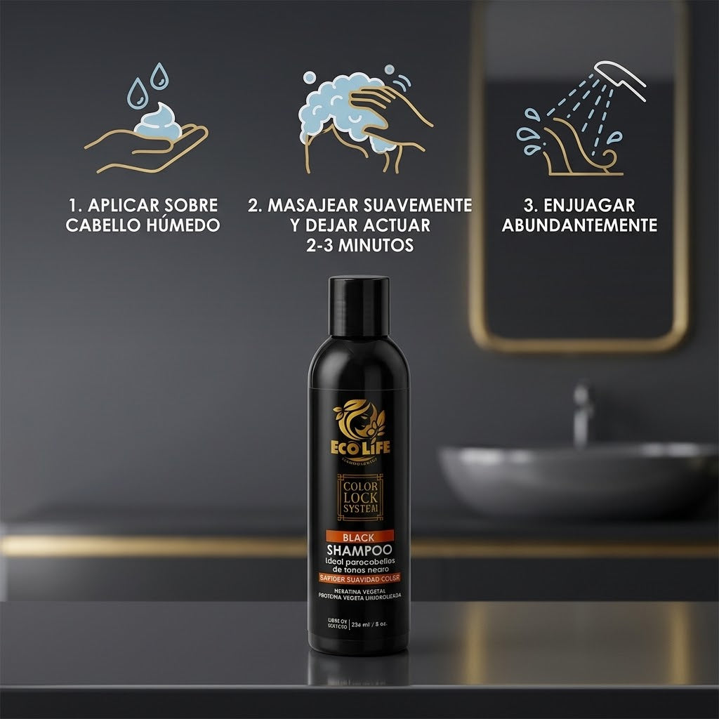 ECOLIFE Color Lock System Black Shampoo 8 oz
