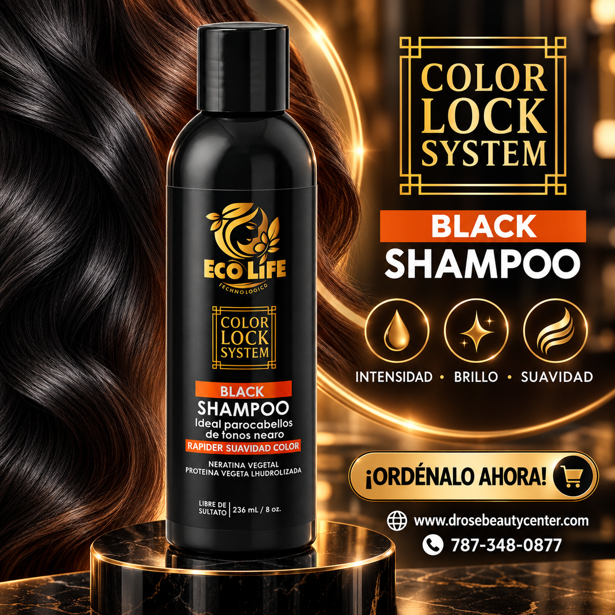 ECOLIFE Color Lock System Black Shampoo 8 oz