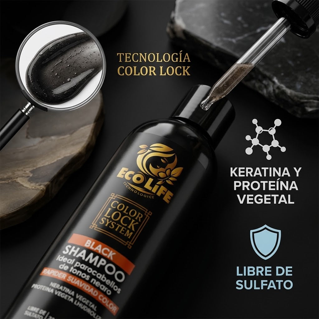 ECOLIFE Color Lock System Black Shampoo 8 oz