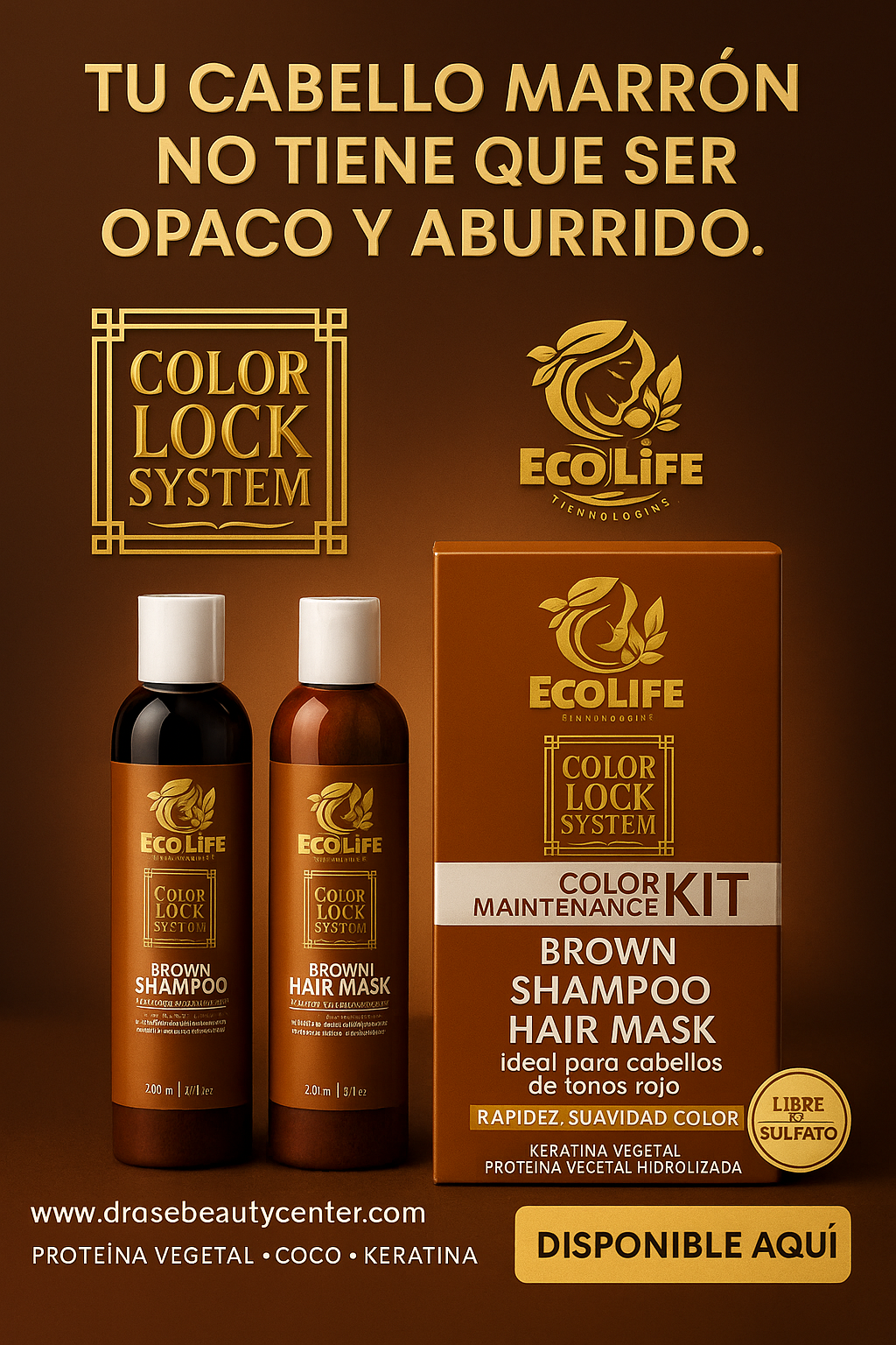 🤎 ECOLIFE TECHNOLOGIES – COLOR LOCK SYSTEM BROWN SHAMPOO 8oz