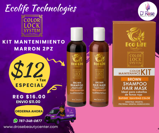 🤎 ECOLIFE TECHNOLOGIES – COLOR LOCK SYSTEM KIT BROWN 2PZ (8oz)
