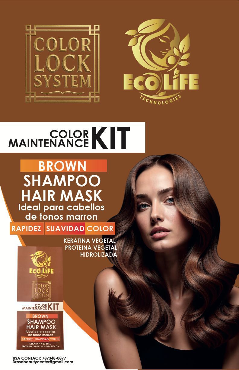 🤎 ECOLIFE TECHNOLOGIES – COLOR LOCK SYSTEM KIT BROWN 2PZ (8oz)