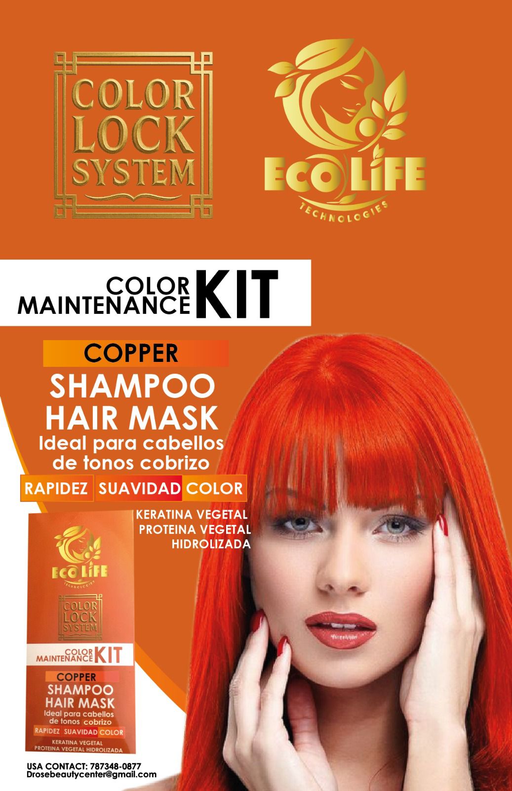 ECOLIFE TECHNOLOGIES – COLOR LOCK SYSTEM COPPER HAIR MASK 8oz