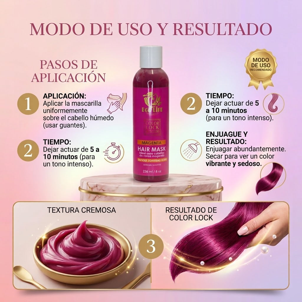 ECOLIFE Color Lock System Magenta Hair Mask 8 oz