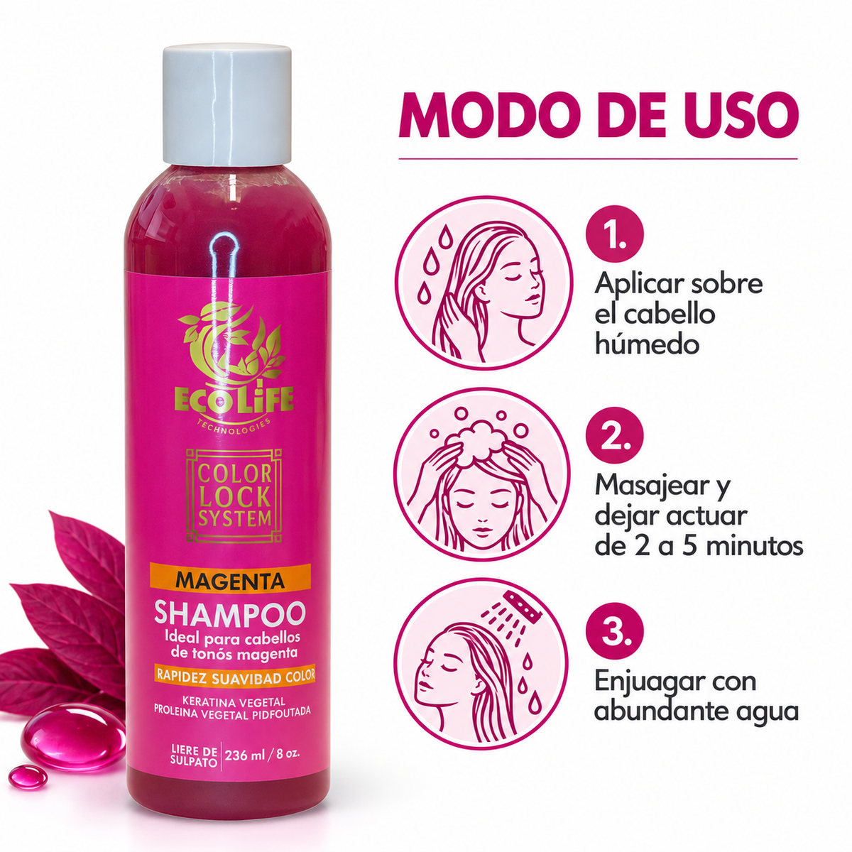 ECOLIFE TECHNOLOGIES – COLOR LOCK SYSTEM MAGENTA SHAMPOO 8oz