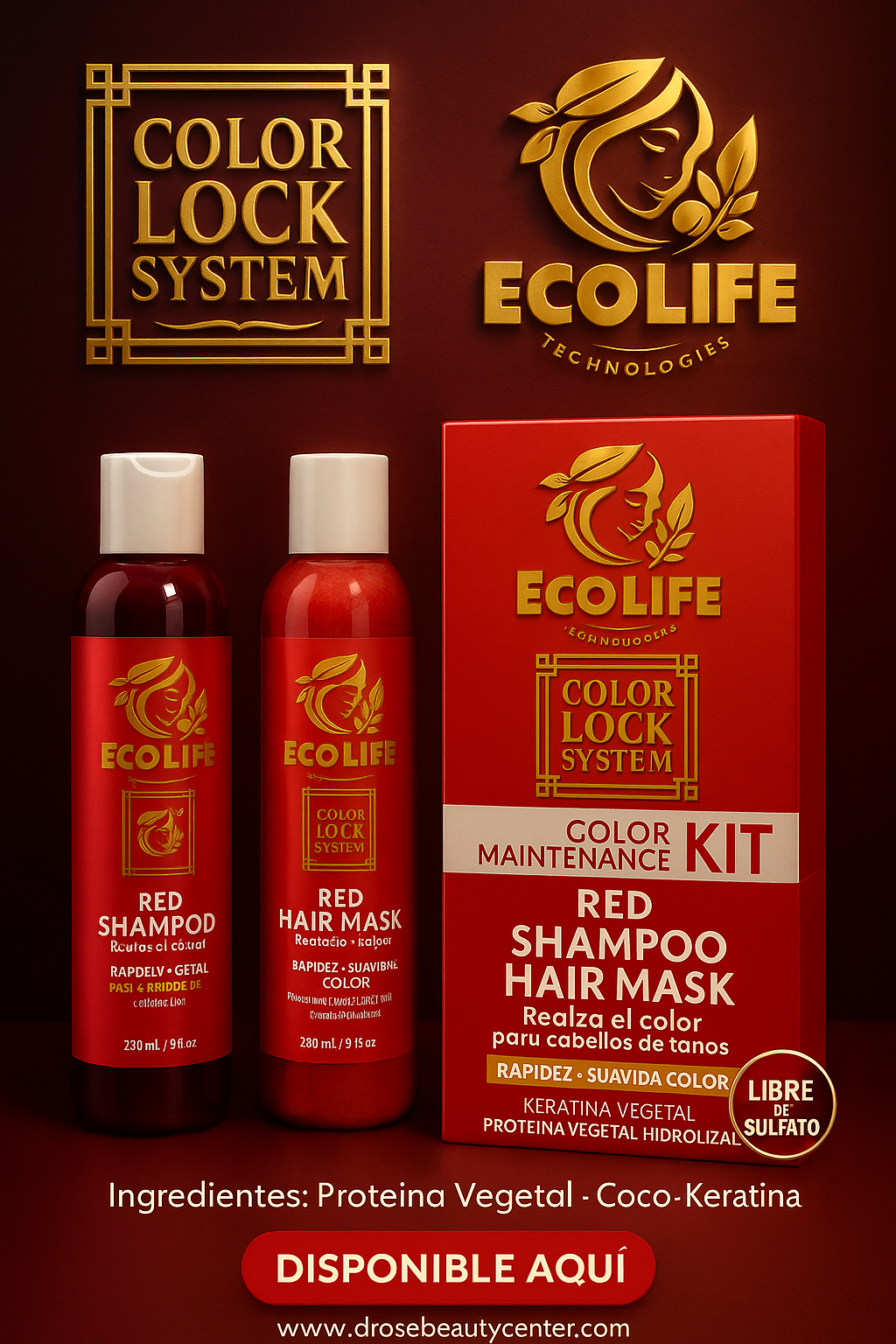 ECOLIFE TECHNOLOGIES – COLOR LOCK SYSTEM RED SHAMPOO 8oz