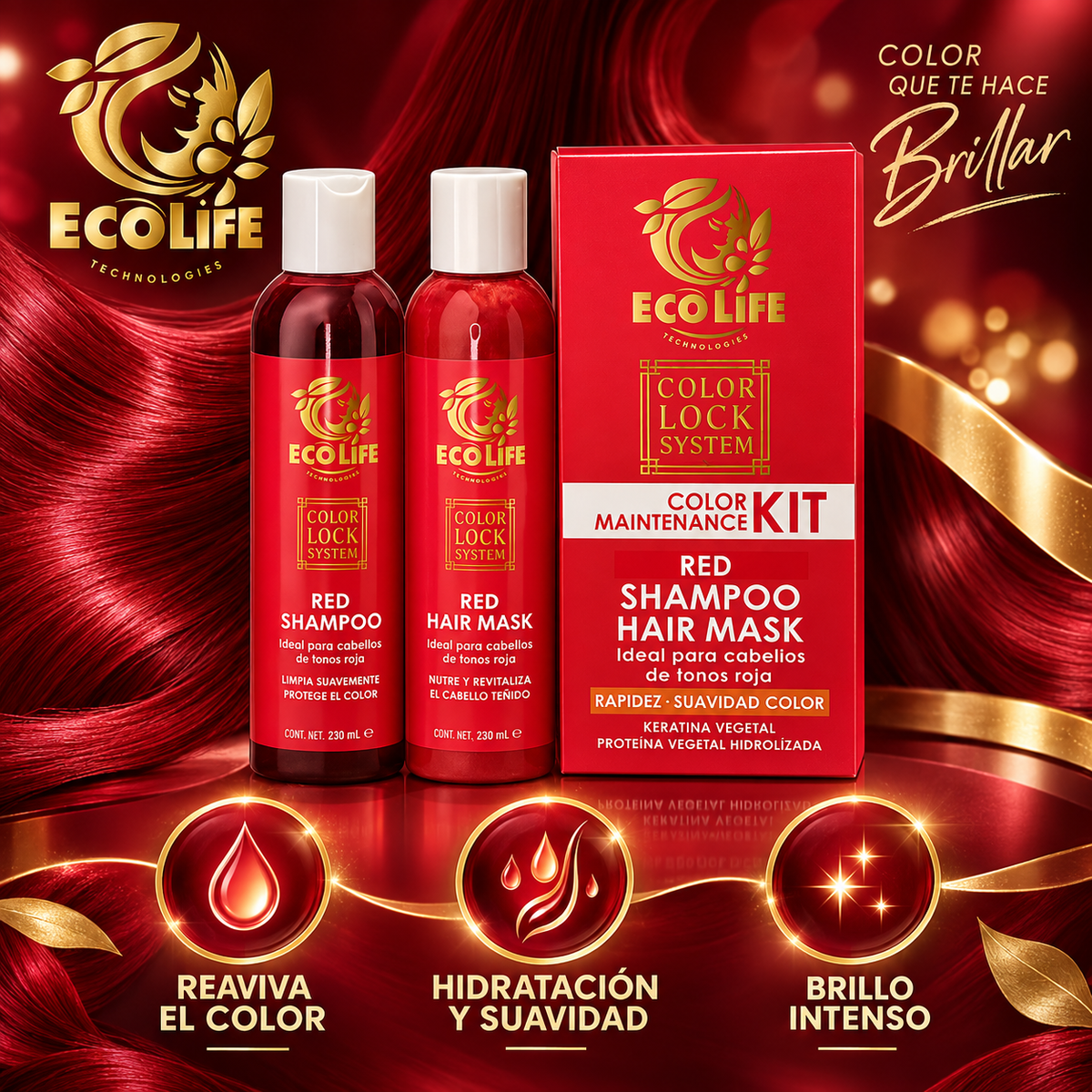 ECOLIFE Color Lock System Kit Red 2PZ 8 oz