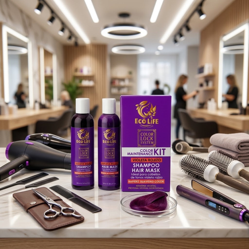 Ecolife Color Lock System Kit Violeta Rojizo Shampoo y Mascarilla – 2 Piezas
