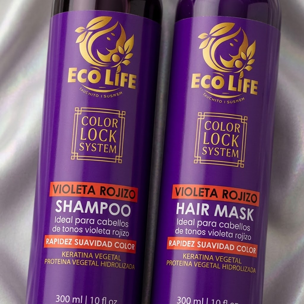 Ecolife Color Lock System Kit Violeta Rojizo Shampoo y Mascarilla – 2 Piezas