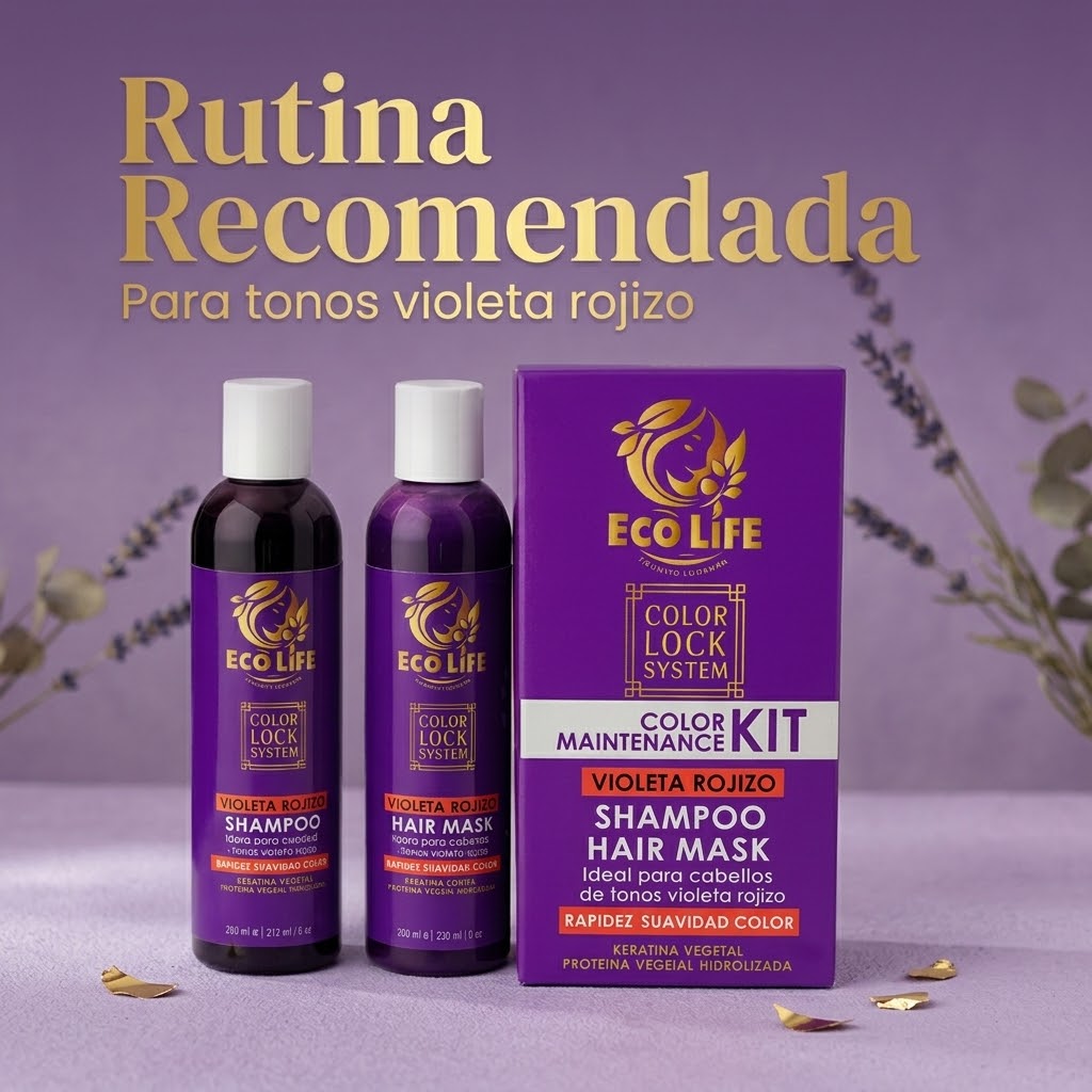 Ecolife Color Lock System Kit Violeta Rojizo Shampoo y Mascarilla – 2 Piezas