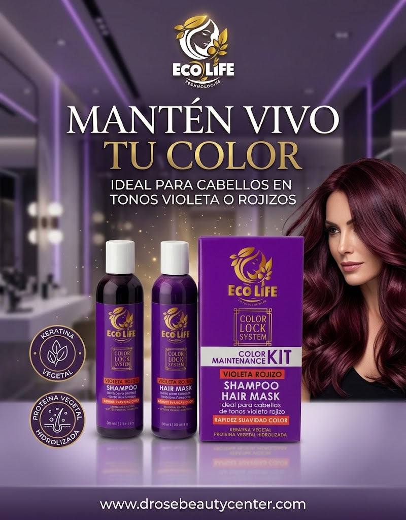 Ecolife Color Lock System Kit Violeta Rojizo Shampoo y Mascarilla – 2 Piezas
