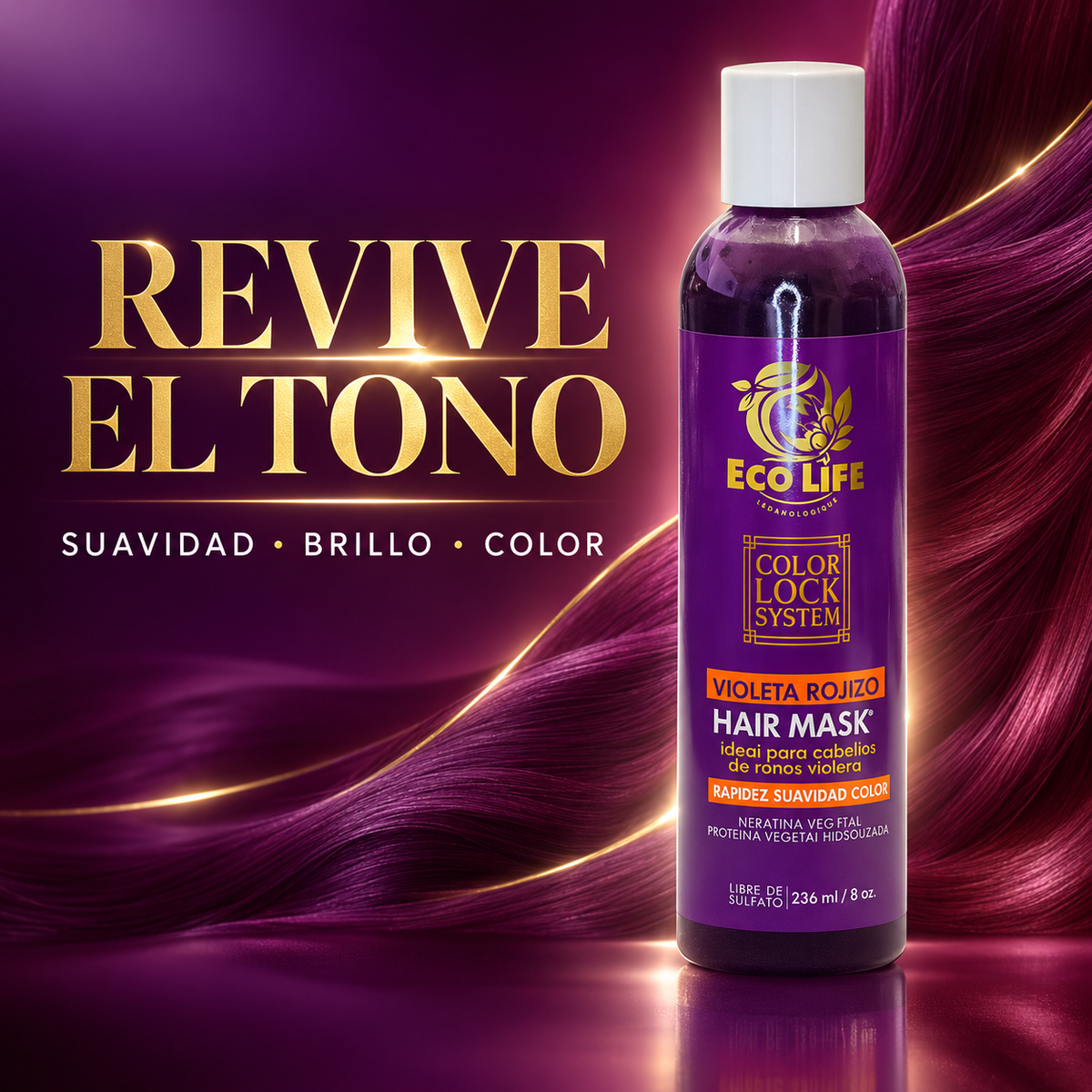 ECOLIFE Technologies Color Lock Hair Mask Violeta Rojizo 8 oz – ETCLSRVM