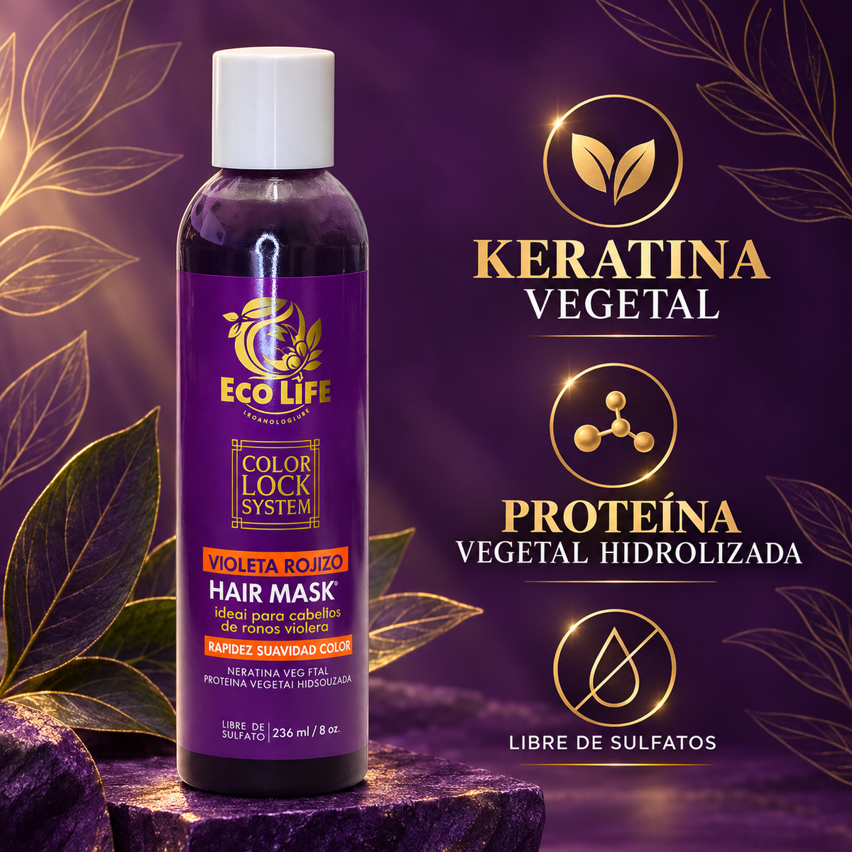ECOLIFE Technologies Color Lock Hair Mask Violeta Rojizo 8 oz – ETCLSRVM