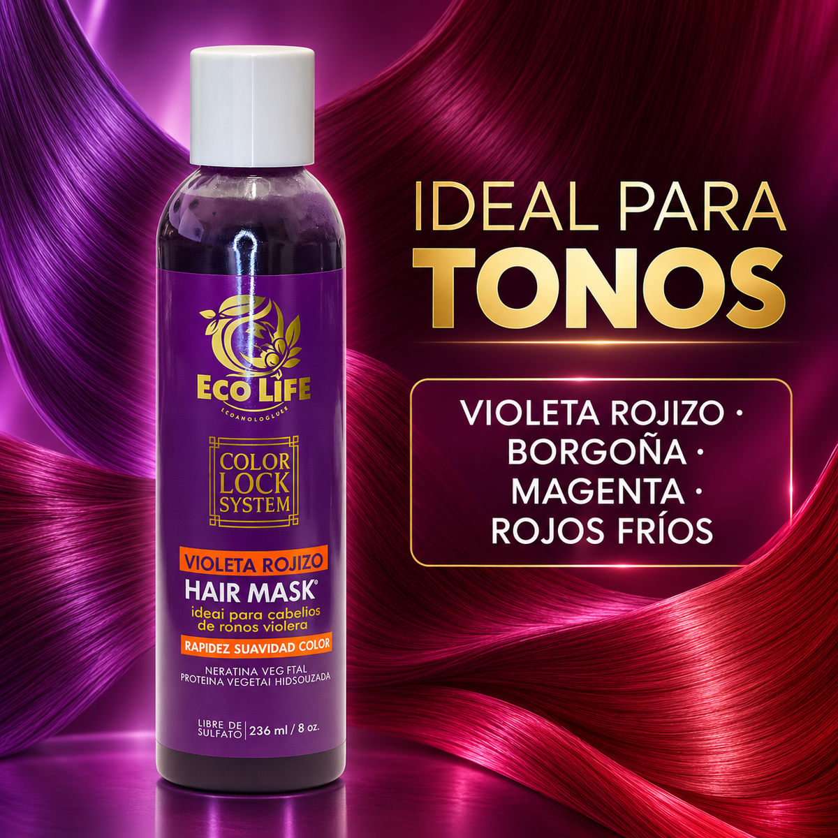 ECOLIFE Technologies Color Lock Hair Mask Violeta Rojizo 8 oz – ETCLSRVM