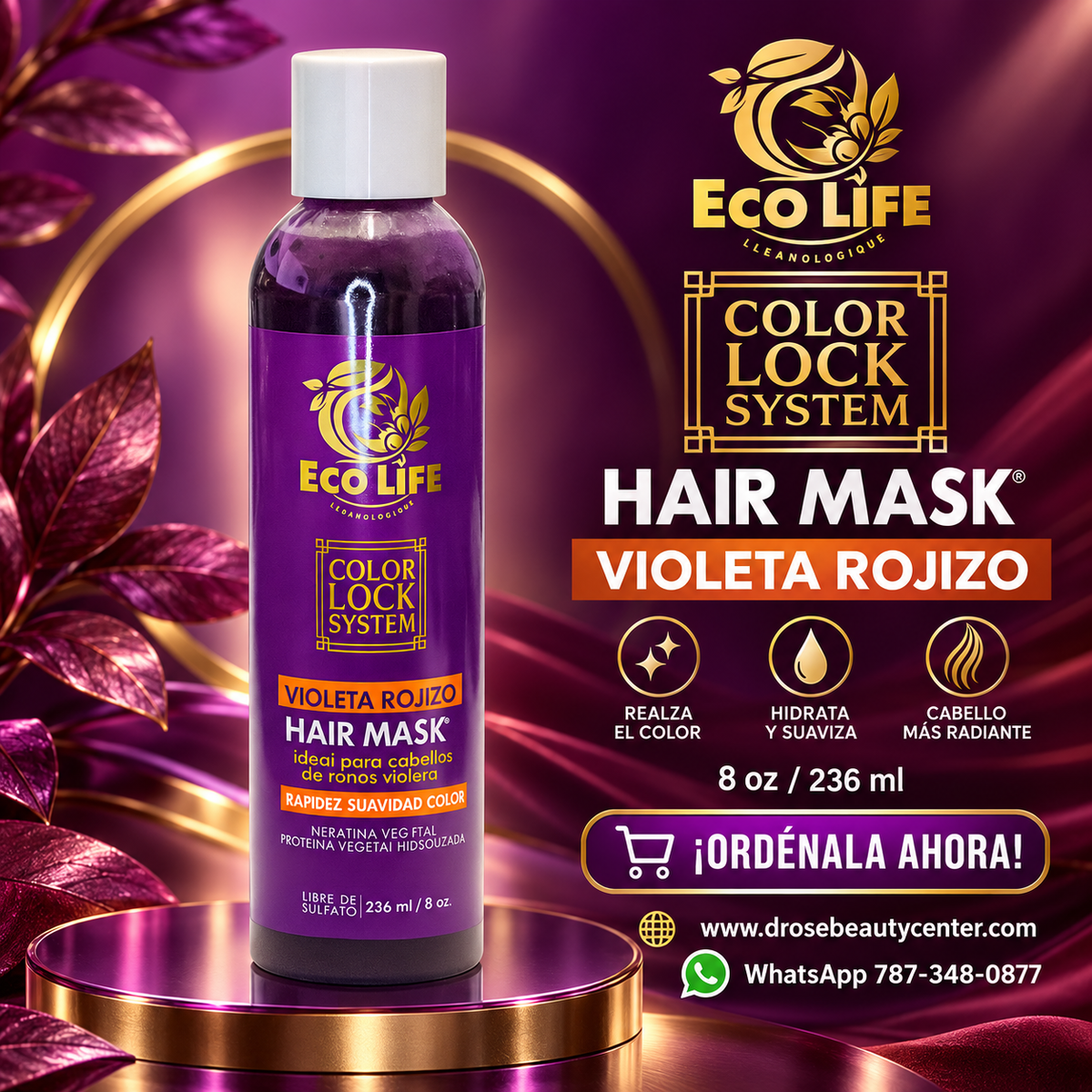 ECOLIFE Technologies Color Lock Hair Mask Violeta Rojizo 8 oz – ETCLSRVM