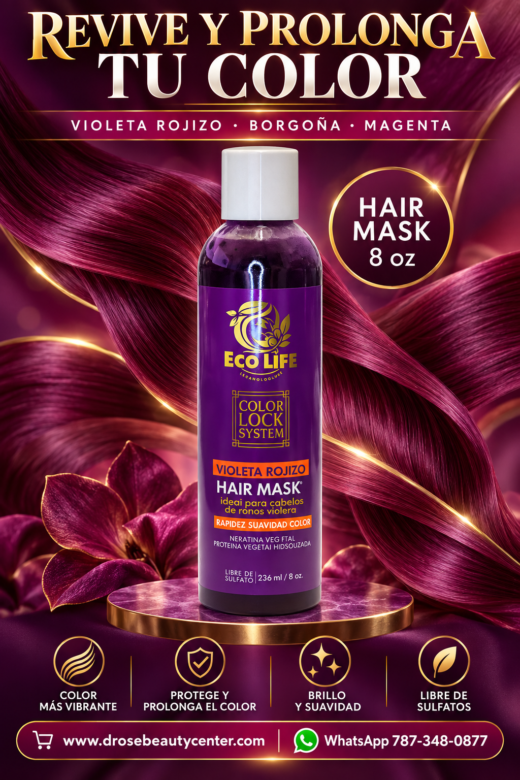 ECOLIFE Technologies Color Lock Hair Mask Violeta Rojizo 8 oz – ETCLSRVM
