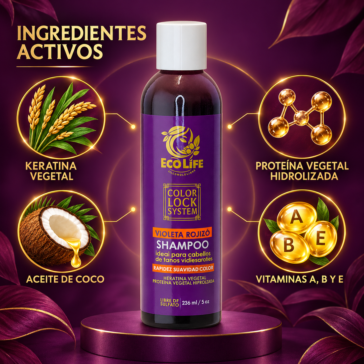 COLIFE Color Lock System Violeta Rojizo Shampoo 236 ml / 8 fl oz