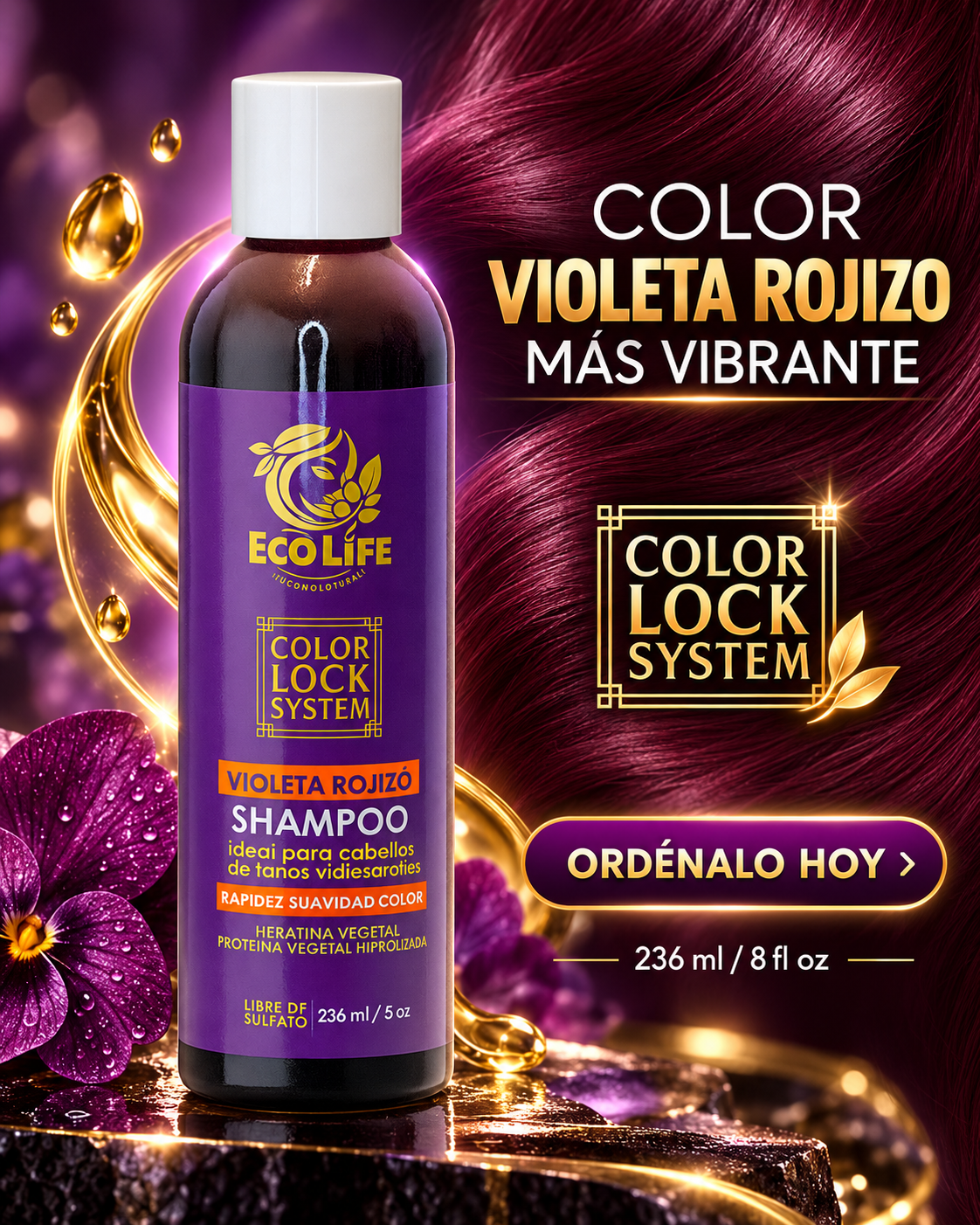 COLIFE Color Lock System Violeta Rojizo Shampoo 236 ml / 8 fl oz