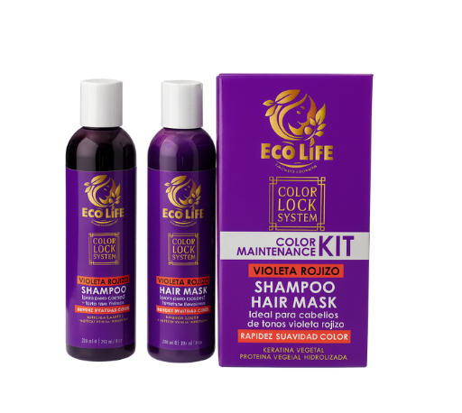 ✨ ECOLIFE TECHNOLOGIES – COLOR LOCK SYSTEM KIT MANTENIMIENTO DE COLOR ROJO / VIOLETA ROJIZO – 2 PIEZAS (8oz)