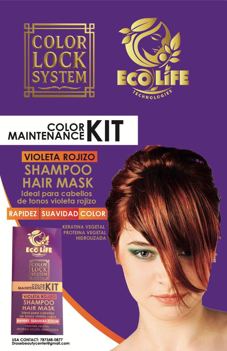 ECOLIFE TECHNOLOGIES – COLOR LOCK SYSTEM HAIR MASK VIOLETA ROJIZO 8oz