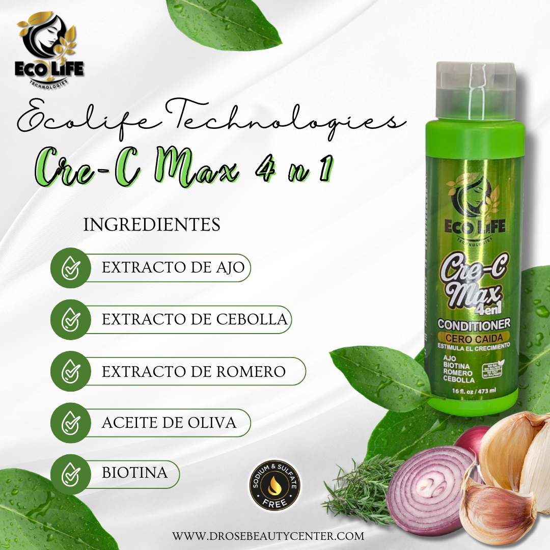 🌿 Ecolife Technologies – Cre-C Max 4 en 1 Acondicionador 16oz
