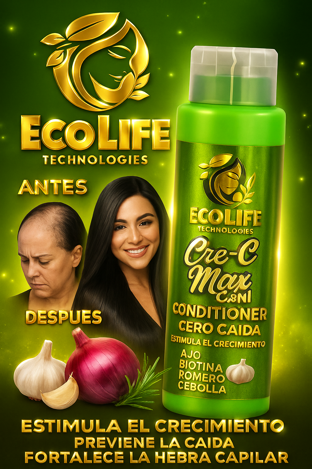 🌿 Ecolife Technologies – Cre-C Max 4 en 1 Acondicionador 16oz