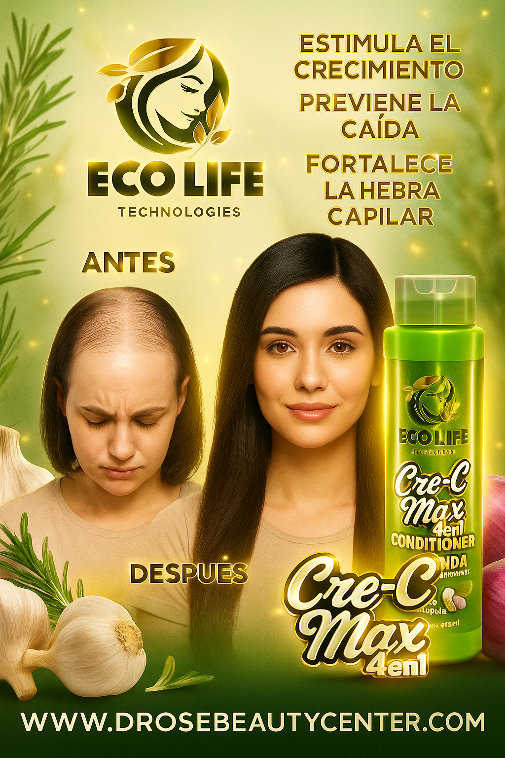 🌿 Ecolife Technologies – Cre-C Max 4 en 1 Acondicionador 16oz