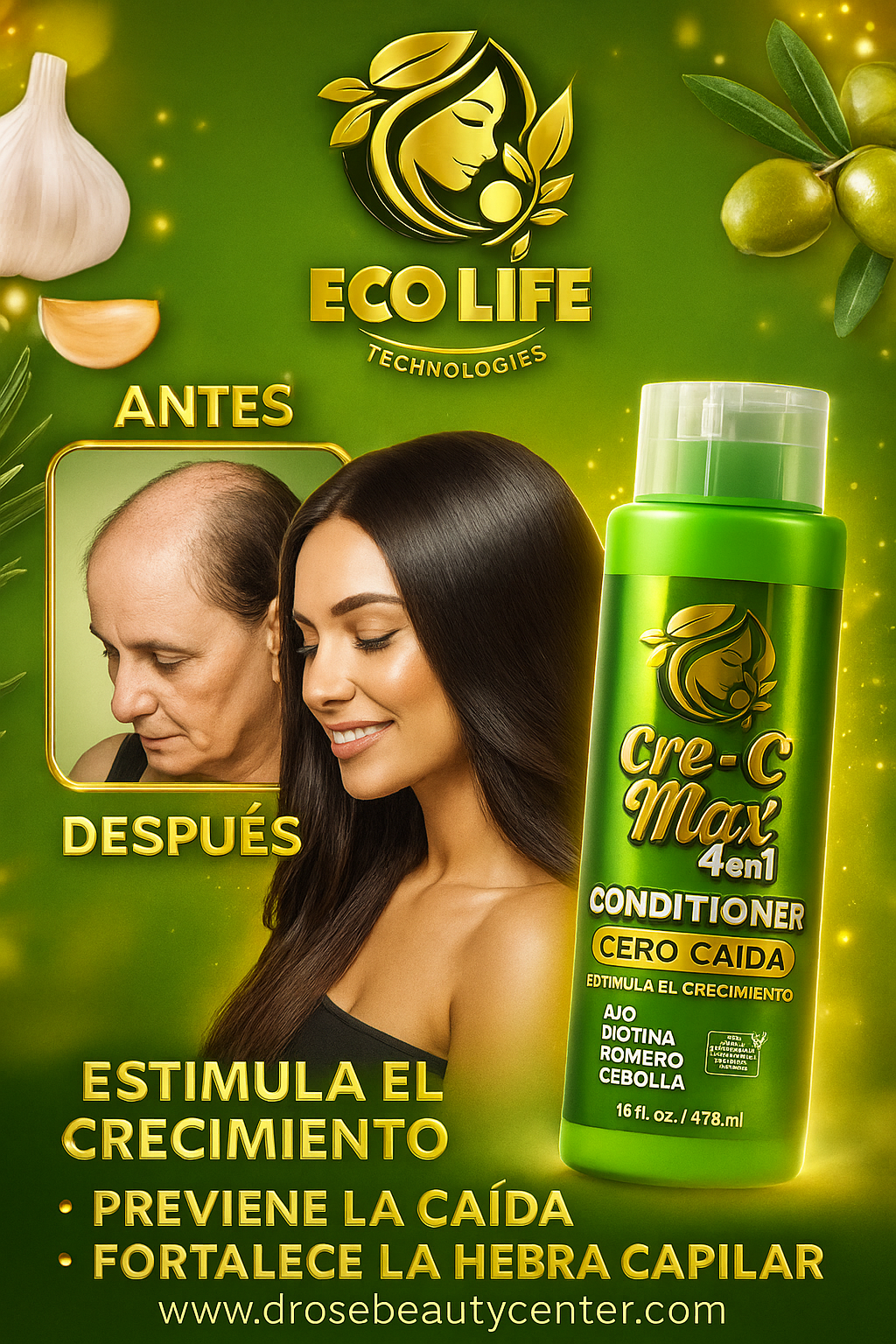 🌿 Ecolife Technologies – Cre-C Max 4 en 1 Acondicionador 16oz
