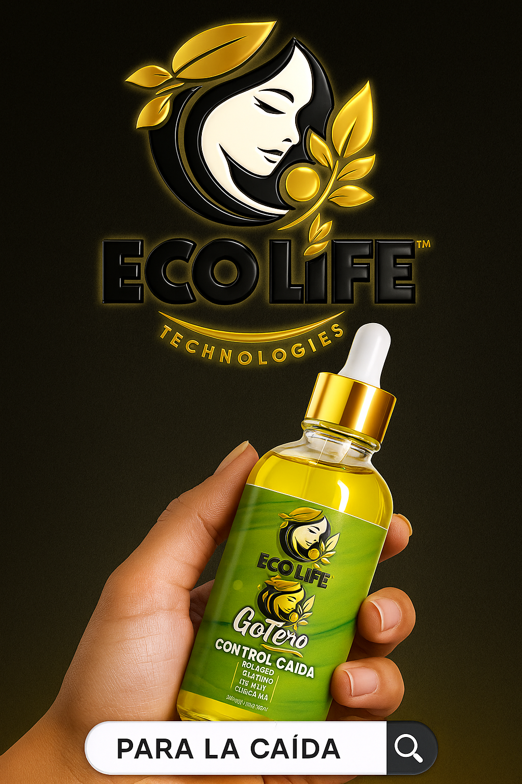 💚 Ecolife Technologies Cre-C Max 4 en 1 Gotero Anticaída 4 oz (ETCM4N1GA) – Estimula el Crecimiento y Fortalece el Cabello