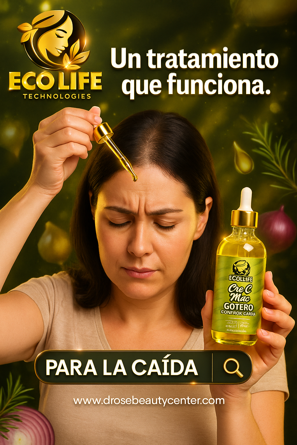 💚 Ecolife Technologies Cre-C Max 4 en 1 Gotero Anticaída 4 oz (ETCM4N1GA) – Estimula el Crecimiento y Fortalece el Cabello