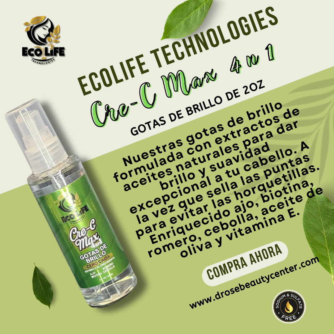 🌿 ECOLIFE TECHNOLOGIES Cre-C Max 4 en 1 – Kit Mantenimiento Capilar 5 Piezas